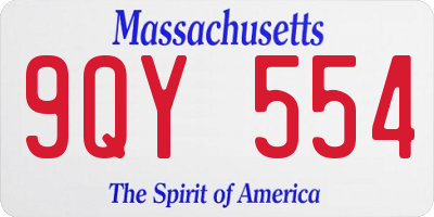 MA license plate 9QY554