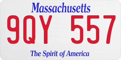 MA license plate 9QY557
