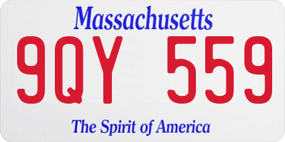 MA license plate 9QY559
