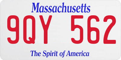 MA license plate 9QY562
