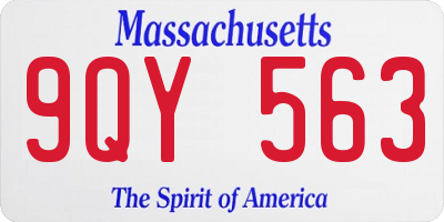MA license plate 9QY563