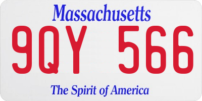 MA license plate 9QY566
