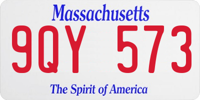 MA license plate 9QY573
