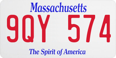 MA license plate 9QY574