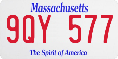 MA license plate 9QY577