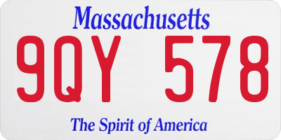MA license plate 9QY578