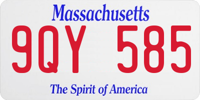 MA license plate 9QY585