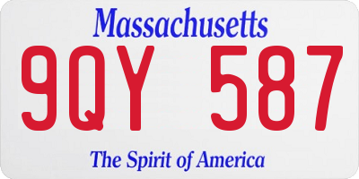 MA license plate 9QY587