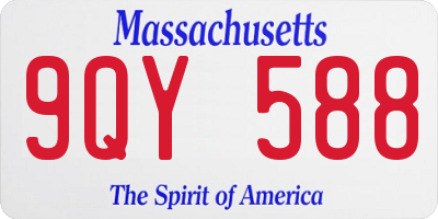 MA license plate 9QY588