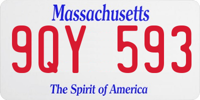 MA license plate 9QY593