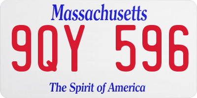 MA license plate 9QY596