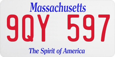MA license plate 9QY597