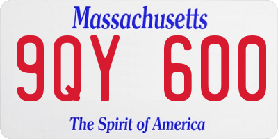 MA license plate 9QY600