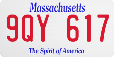 MA license plate 9QY617