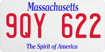 MA license plate 9QY622