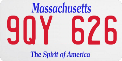 MA license plate 9QY626