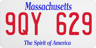 MA license plate 9QY629