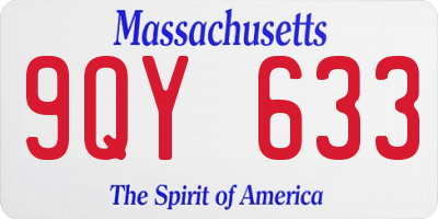 MA license plate 9QY633