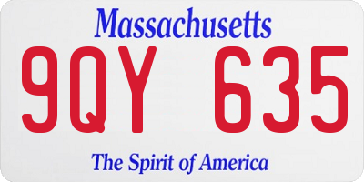 MA license plate 9QY635