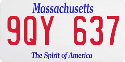 MA license plate 9QY637