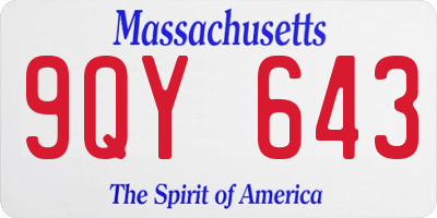 MA license plate 9QY643