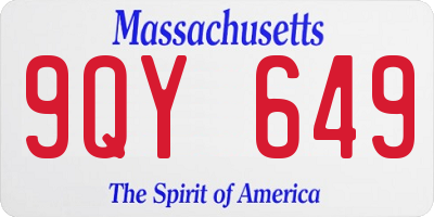 MA license plate 9QY649