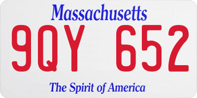MA license plate 9QY652