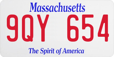 MA license plate 9QY654