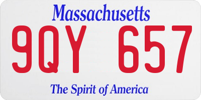 MA license plate 9QY657