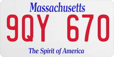 MA license plate 9QY670