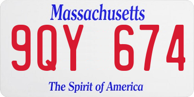 MA license plate 9QY674