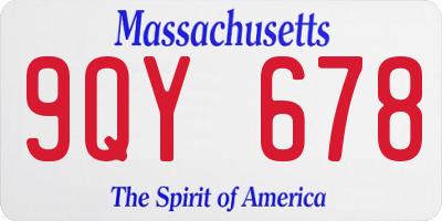 MA license plate 9QY678