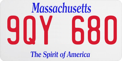 MA license plate 9QY680