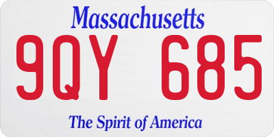 MA license plate 9QY685