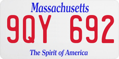 MA license plate 9QY692