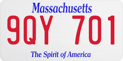 MA license plate 9QY701