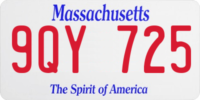 MA license plate 9QY725