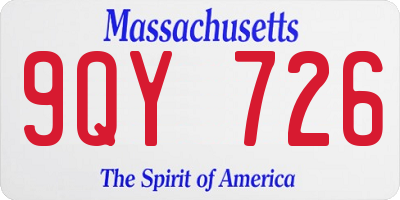 MA license plate 9QY726