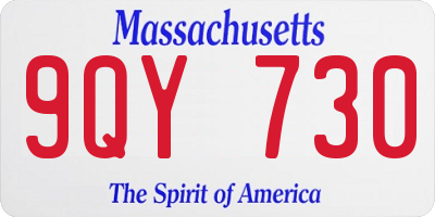 MA license plate 9QY730