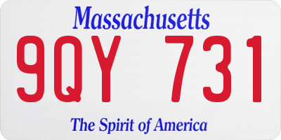 MA license plate 9QY731