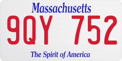 MA license plate 9QY752