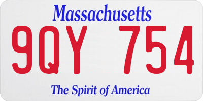 MA license plate 9QY754