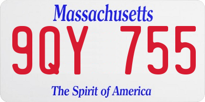 MA license plate 9QY755