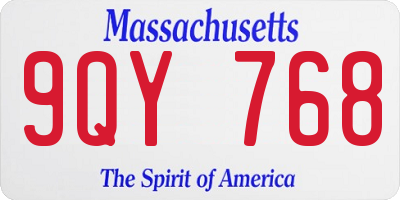 MA license plate 9QY768