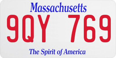 MA license plate 9QY769