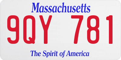 MA license plate 9QY781