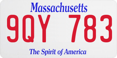 MA license plate 9QY783