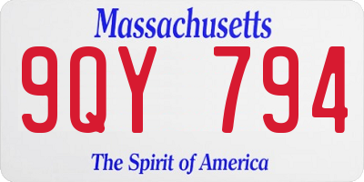 MA license plate 9QY794