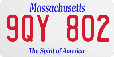 MA license plate 9QY802