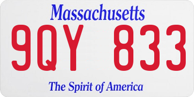 MA license plate 9QY833